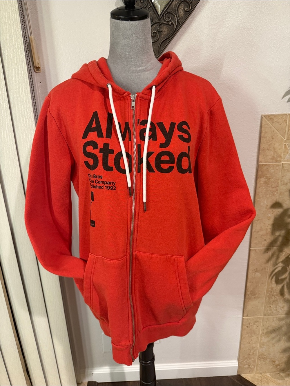 Dutch Bros Red 'Always Stoked' Zip-Up Hoodie